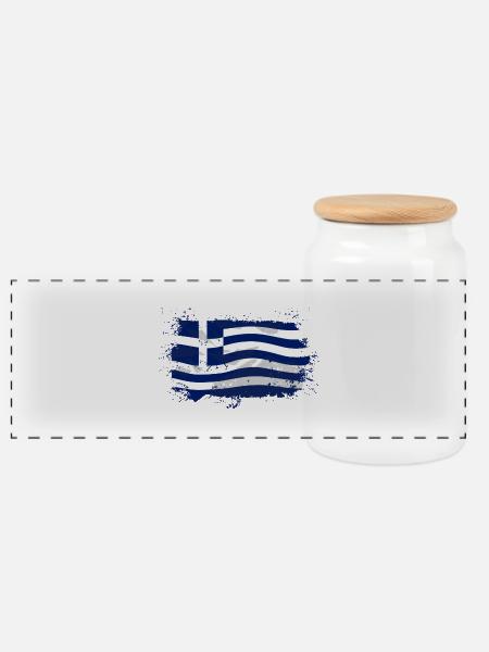 Greece Flag - Panorama Keksdose mit Holzdeckel - Weiß