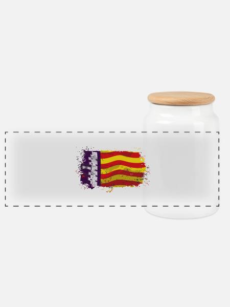 Mallorca Flag - Panorama Keksdose mit Holzdeckel - Weiß