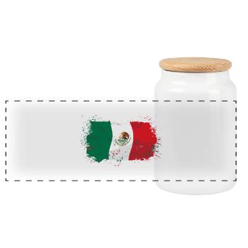 Mexico Flag - Panorama Keksdose mit Holzdeckel - Weiß - Vorne