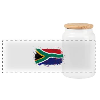 South Africa Flag - Panorama Keksdose mit Holzdeckel - Weiß - Vorne