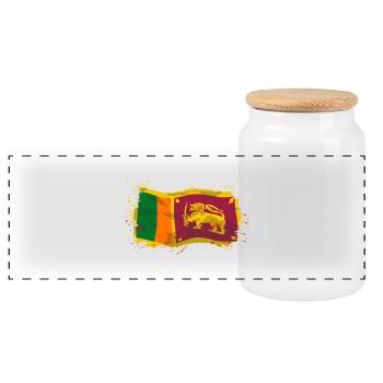 Sri Lanka Flag - Panorama Keksdose mit Holzdeckel - Weiß - Vorne