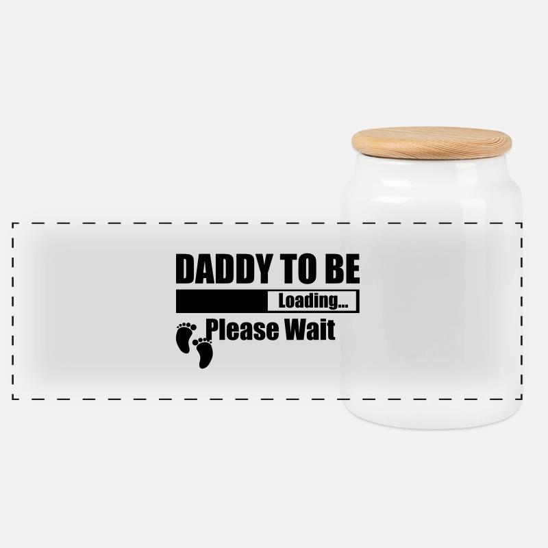 Daddy To Be Loading Please Wait - Panoramic Cookie Jar with Wooden Lid - white