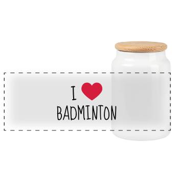 Badminton / Badminton Player / Birdie / Sport - Panoramic Cookie Jar with Wooden Lid - white - Front