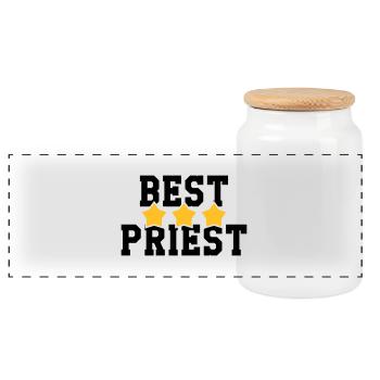 Pfarrer / Priester / Katholisch / Religion - Panorama Keksdose mit Holzdeckel - Weiß - Vorne