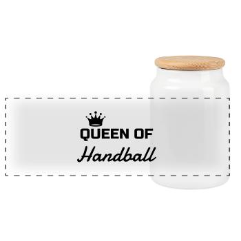 Handball Handballer Sport Sportler Spieler - Panorama Keksdose mit Holzdeckel - Weiß - Vorne
