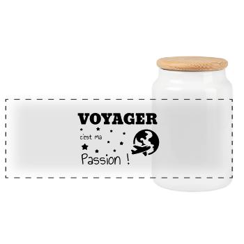 Traveler Travel Reisen Reisende Voyage Voyageur - Panoramic Cookie Jar with Wooden Lid - white - Front