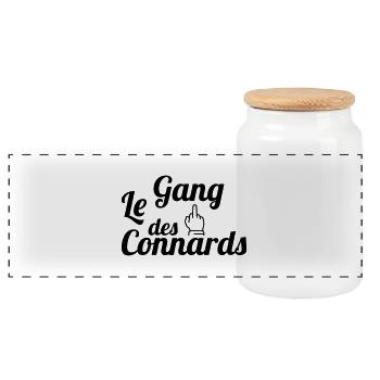 Connard / Connasse / Insulte / Con / Vulgaire - Boîte à biscuits avec couvercle en bois - blanc - Devant