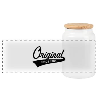 Original Since 1985 (Year Of Birth, Birthday, 1C) - Panoramic Cookie Jar with Wooden Lid - white - Front