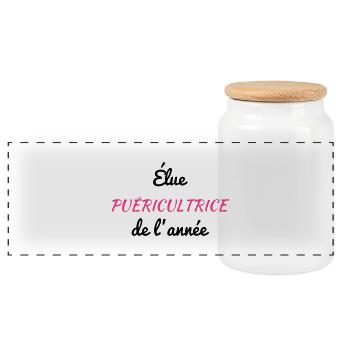 puéricultrice / puériculture / enfant / bébé - Boîte à biscuits avec couvercle en bois - blanc - Devant