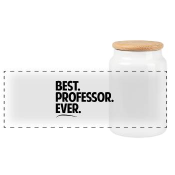 Best professor ever period bold text - Panoramic Cookie Jar with Wooden Lid - white - Front