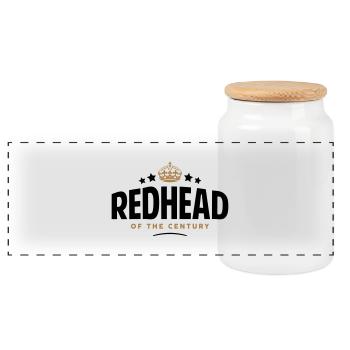 redhead of the century funny crown stars - Panoramic Cookie Jar with Wooden Lid - white - Front