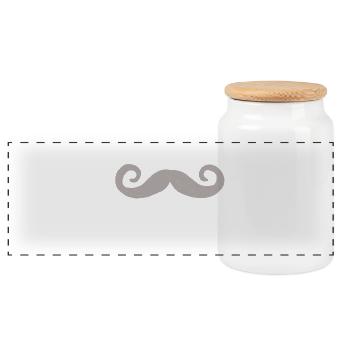 Monsieur Moustache Big white - Panorama Keksdose mit Holzdeckel - Weiß - Vorne