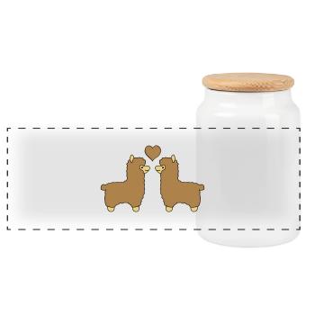 lama alpaca comic love - Panorama Keksdose mit Holzdeckel - Weiß - Vorne
