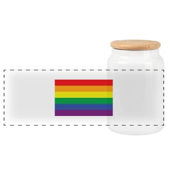 Arc-en-ciel - Boîte à biscuits avec couvercle en bois - blanc - Devant