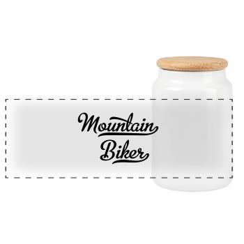 Mountain Biker - Panorama Keksdose mit Holzdeckel - Weiß - Vorne