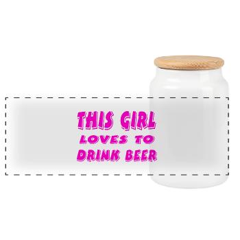 Bière - Boîte à biscuits avec couvercle en bois - blanc - Devant
