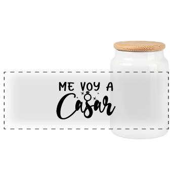 Me Voy A Casar I'm Getting Married Wedding Engaged - Panoramic Cookie Jar with Wooden Lid - white - Front