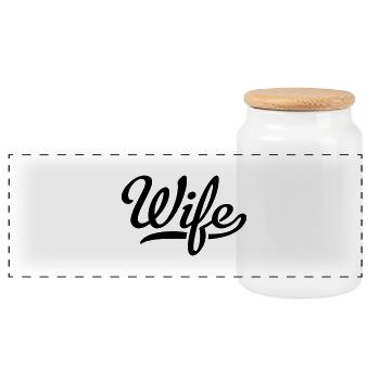 Femme - Boîte à biscuits avec couvercle en bois - blanc - Devant