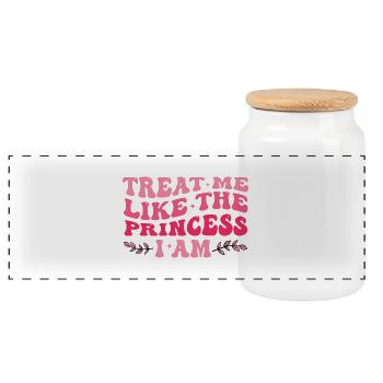 Traitez-moi comme la princesse Je suis une fille mignonne violette - Boîte à biscuits avec couvercle en bois - blanc - Devant