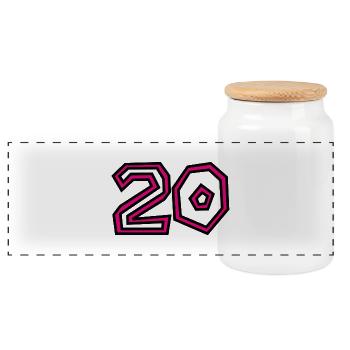 20 - Panoramic Cookie Jar with Wooden Lid - white - Front