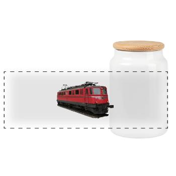 SBB locomotive - Panoramic Cookie Jar with Wooden Lid - white - Front