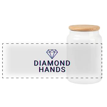 Diamond Hands - Crypto - Panorama Keksdose mit Holzdeckel - Weiß - Vorne