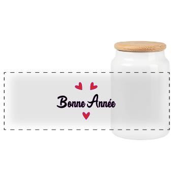 HAPPY NEW YEAR. NEW YEAR'S EVE. BEST WISHES - Panoramic Cookie Jar with Wooden Lid - white - Front