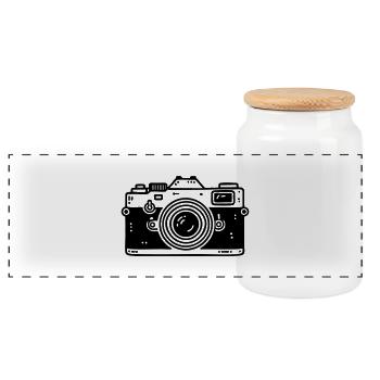 fotoapparat fotograf fotografieren kamera - Panorama Keksdose mit Holzdeckel - Weiß - Vorne