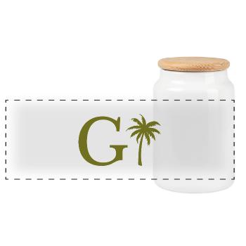 Lettre g vert Palm - Boîte à biscuits avec couvercle en bois - blanc - Devant