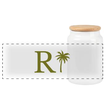 Lettre r vert Palm - Boîte à biscuits avec couvercle en bois - blanc - Devant