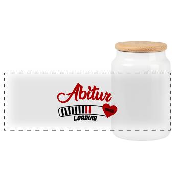 Abitur Loading 2025 - Boîte à biscuits avec couvercle en bois - blanc - Devant
