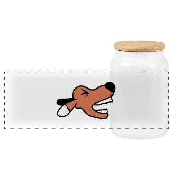 Dog, angry, biting, , barking, barking, loud, yapping - Panoramic Cookie Jar with Wooden Lid - white - Front