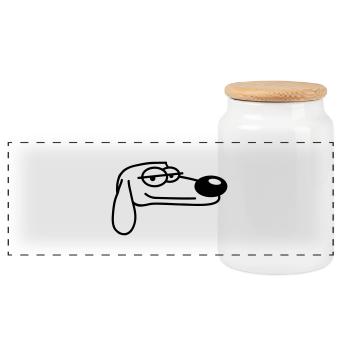 Dog Looks Cool Relaxed Look Guy Chill Dude - Panoramic Cookie Jar with Wooden Lid - white - Front