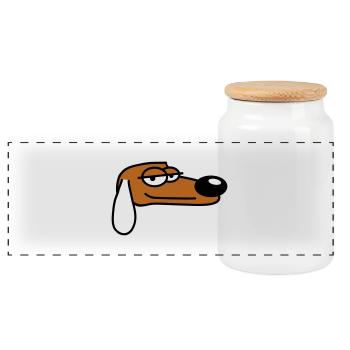 Dog Looks Cool Relaxed Look Guy Chill Dude - Panoramic Cookie Jar with Wooden Lid - white - Front