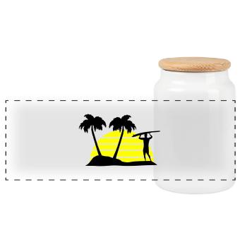 surfing - Panoramic Cookie Jar with Wooden Lid - white - Front