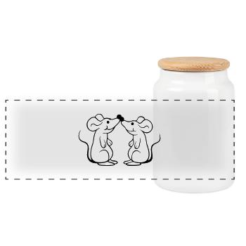 2 Couple de souris amoureux La Saint-Valentin Toucher le nez - Boîte à biscuits avec couvercle en bois - blanc - Devant