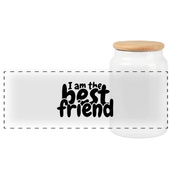 Je suis le meilleur ami - Boîte à biscuits avec couvercle en bois - blanc - Devant
