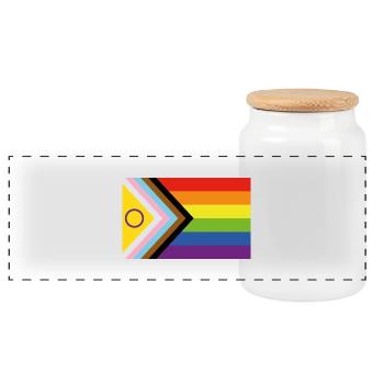 Pride Flag - Regenbogenfahne - Panorama Keksdose mit Holzdeckel - Weiß - Vorne