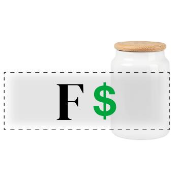 Lettre f dollar - Boîte à biscuits avec couvercle en bois - blanc - Devant