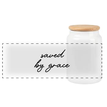 saved by grace - Panorama Keksdose mit Holzdeckel - Weiß - Vorne