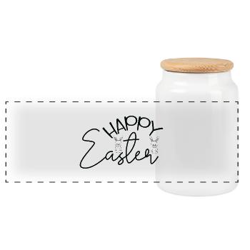 Happy Easter 🐰🌸 - Panorama Keksdose mit Holzdeckel - Weiß - Vorne
