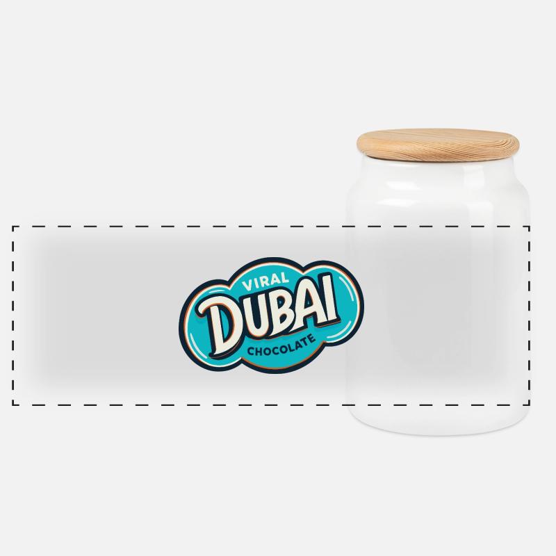 Viral Dubai Chocolate - Panoramic Cookie Jar with Wooden Lid - white