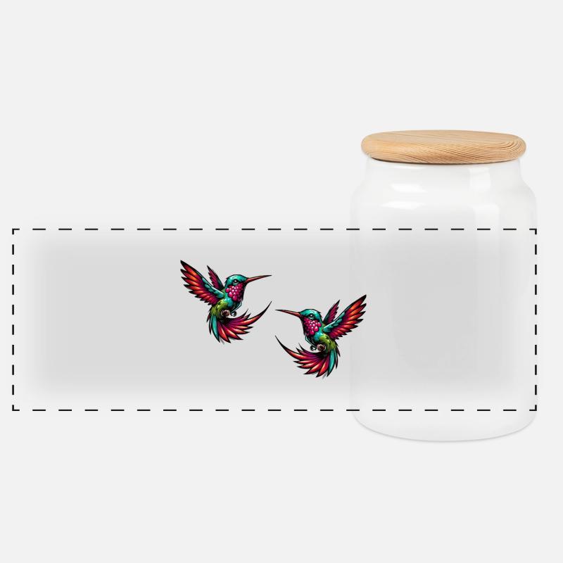 kolibri vogel 2 - Panorama Keksdose mit Holzdeckel - Weiß