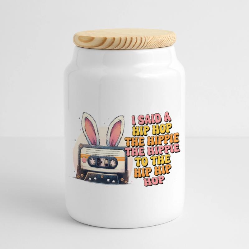 Easter Easter Bunny Easter Eve Easter Sunday Easter Egg Spring Panoramic Cookie Jar with Wooden Lid