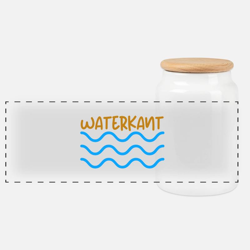 waterkant waves - Panorama Keksdose mit Holzdeckel - Weiß
