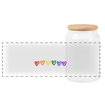Don't Buy Adopt (people, pets, hearts) dark - Panoramic Cookie Jar with Wooden Lid - white - Front