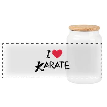 I love Karate - black - Panorama Keksdose mit Holzdeckel - Weiß - Vorne