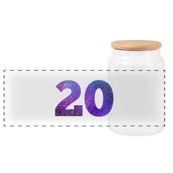 Numéro 20 galaxie - Boîte à biscuits avec couvercle en bois - blanc - Devant