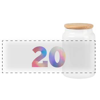 Colorful Number 20 - Panoramic Cookie Jar with Wooden Lid - white - Front
