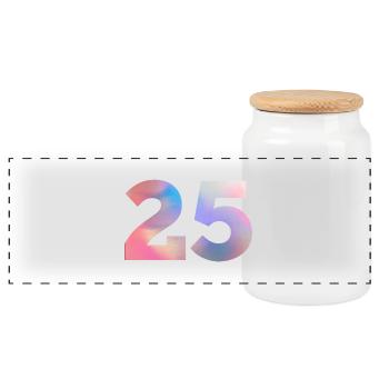 Numéro 25 coloré - Boîte à biscuits avec couvercle en bois - blanc - Devant
